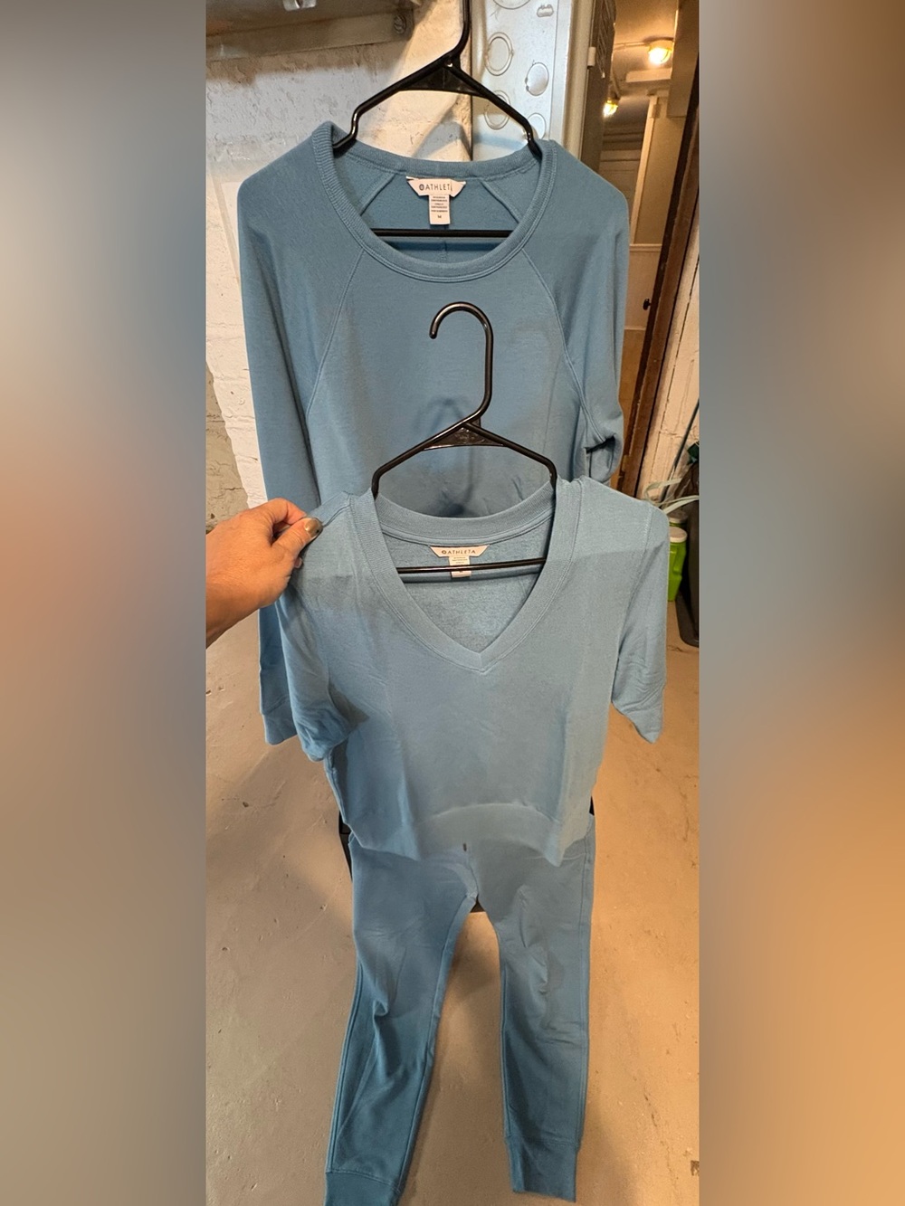 Athleta Women's Blue Sweatshirt , short sleeve top, and pants (set of 3)